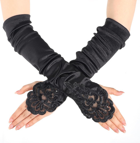 Schwarz lange handschuhe - schwarz,